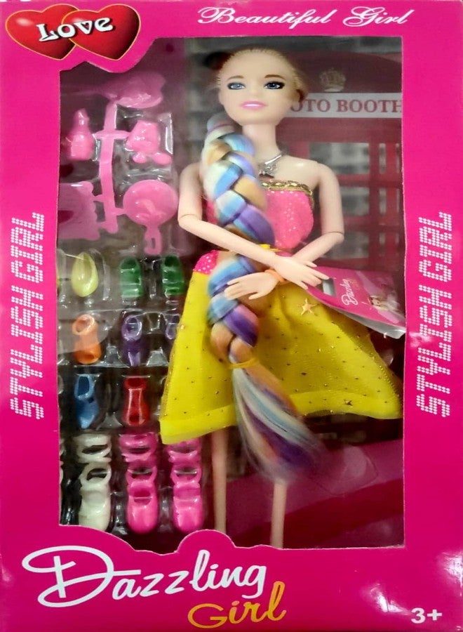 CREATURE Long Hair Trending preety Doll | Pretty Doll for Girls | Cute Foldable Doll | Beautiful Doll Cute Doll Set for Girls Kids (CRE-DOLL-03-PNK) (PINK) - Image 2